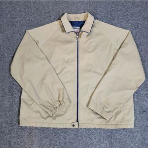 Vintage 80s Mighty Mac Out O’ Gloucester Drizzler Jacket Tan Blue USA XL Sailing